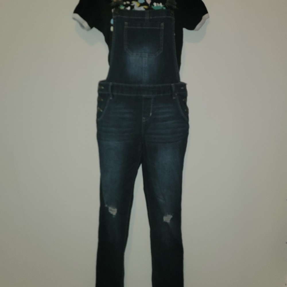 Girls long denim overalls by Sonoma